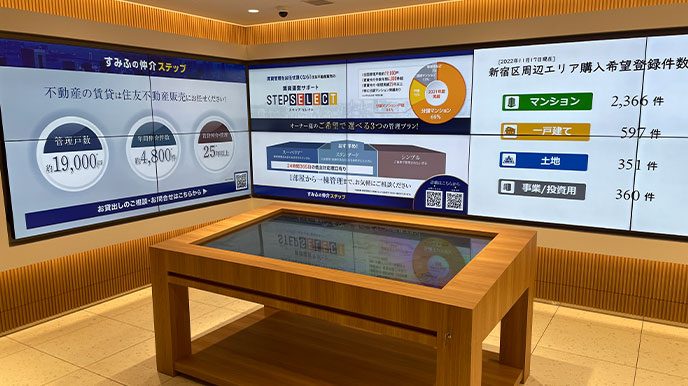 リエトコート武蔵小杉の店頭パネル＆デジタルサイネージ